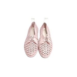 Vintage 1980s pink molded plastic lattice vented lace up deck shoes